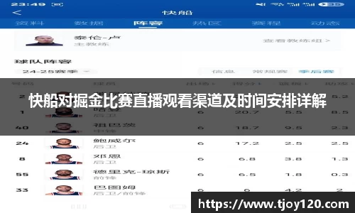 快船对掘金比赛直播观看渠道及时间安排详解